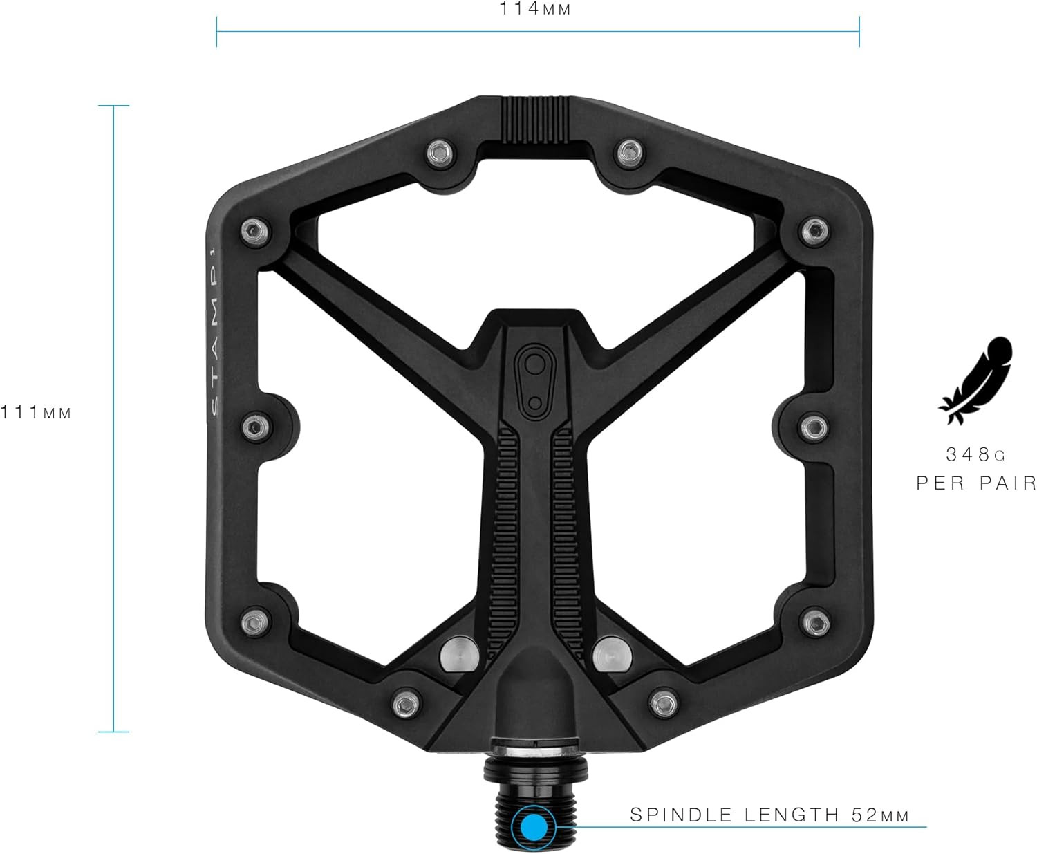 Stamp Flat MTB Pedals – Size-Specific, Lightweight, Versatile, Durable Bike Peda