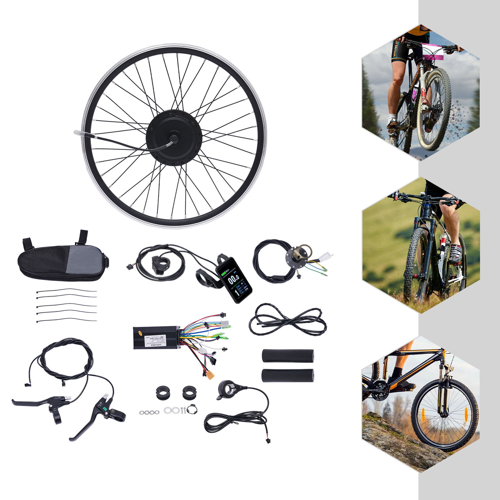 24 inch 36V 500W Electric Bicycle Wheel Motor Conversion Kit E-Bike Cycling LCD