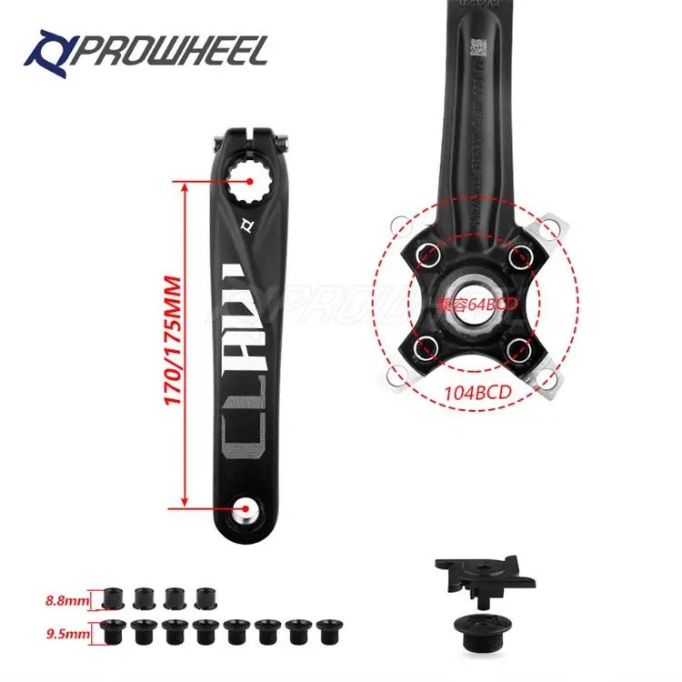 MTB Bicycle Crankset 104BCD 170/175Mm Aluminum Alloy Bike Crank with BB
