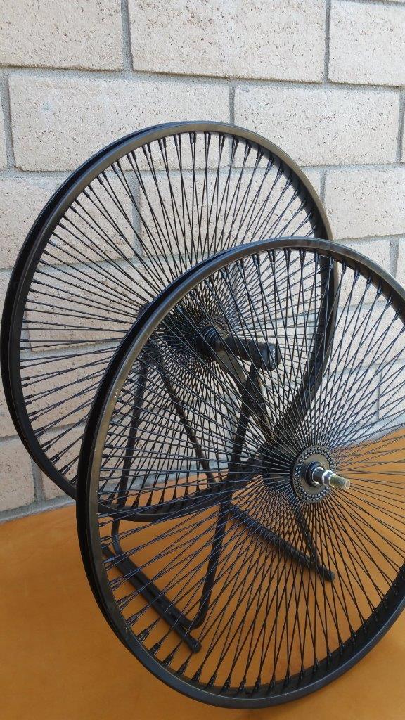 Pair of 26″ Cruiser Lowrider Bicycle Dayton BLACK Wheels 144 Spokes Front & Rear