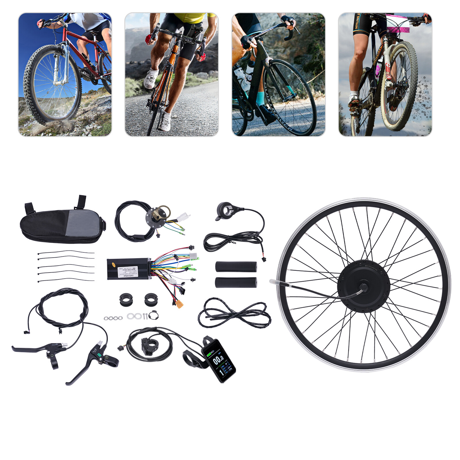 24 inch 36V 500W Electric Bicycle Wheel Motor Conversion Kit E-Bike Cycling LCD