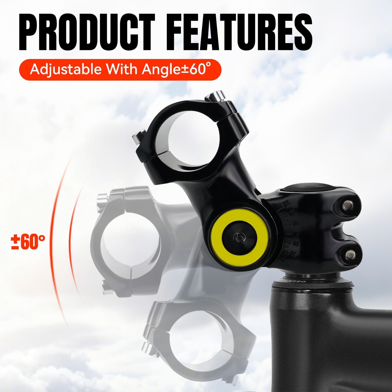 Adjustable Bike Stem 60 Degree Handlebar Riser Adaptor For Bicycle Component