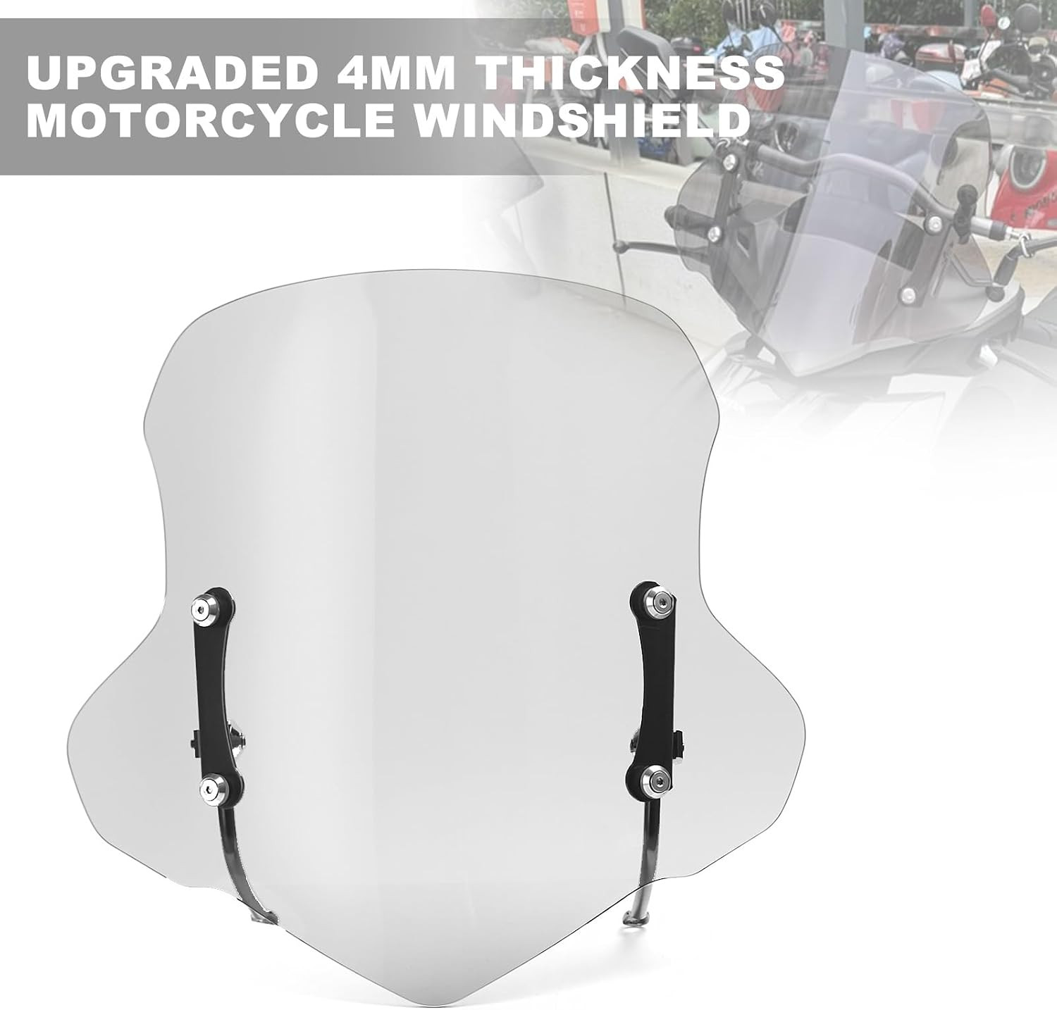 Motorcycle Scooter Windshield 4 Millimeters Transparent Plastic Acrylic Comes wi
