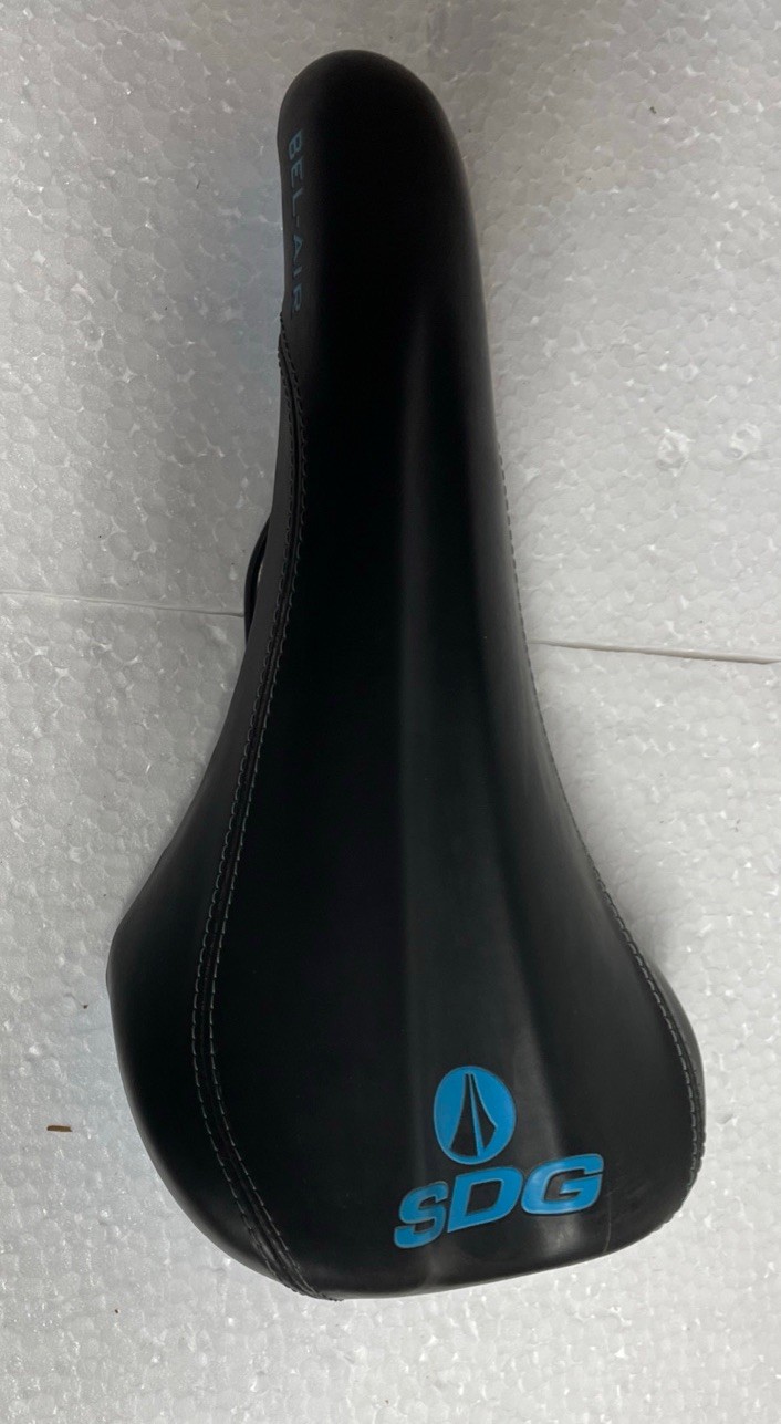 SDG Bell-Air Bicycle Saddle Black / Blue Leather