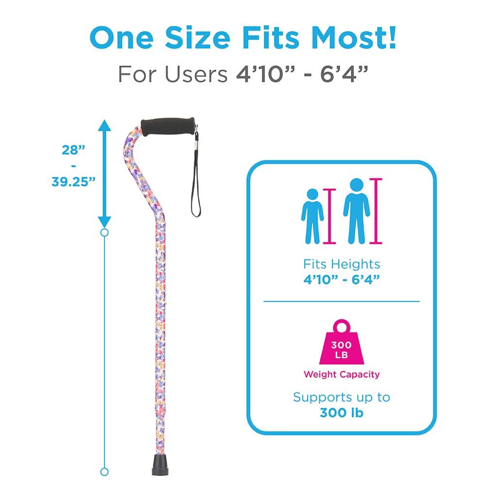 Nova Joy Designer Offset Walking Cane 1 Count (Pack of 1), Butterfly Garden
