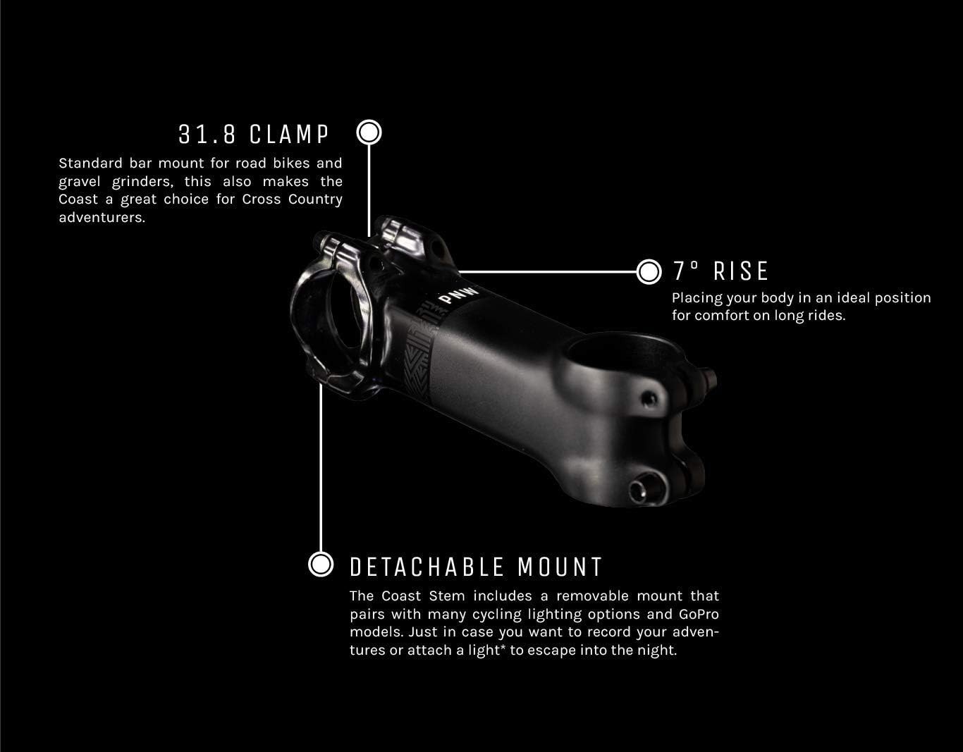 PNW Components Coast Stem MTB Gravel | 60mm 70mm 80mm 90mm | Black