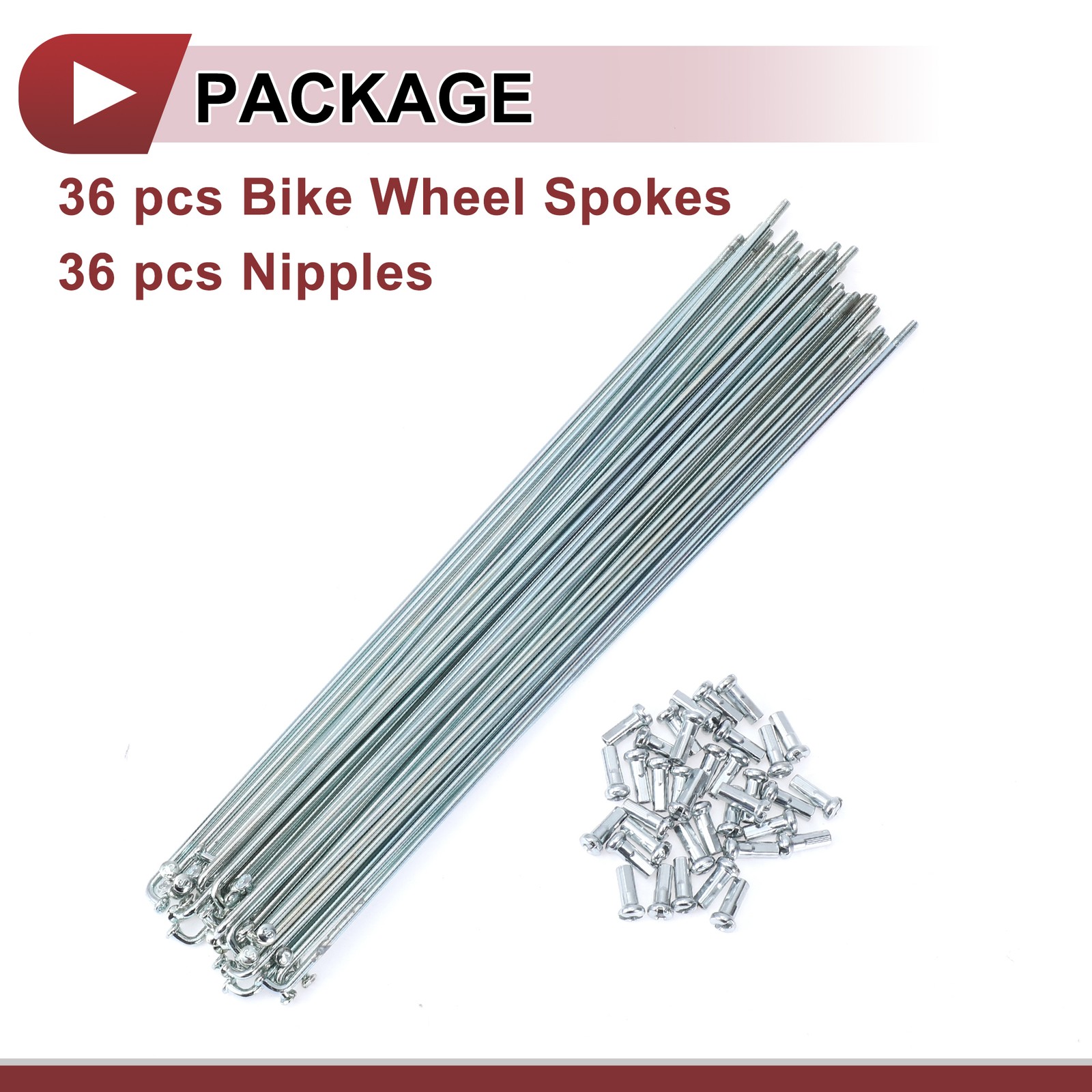 36 Set 13G Bicycle Spokes 231mm Bike Wheel Spokes Galvanized Carbon Steel