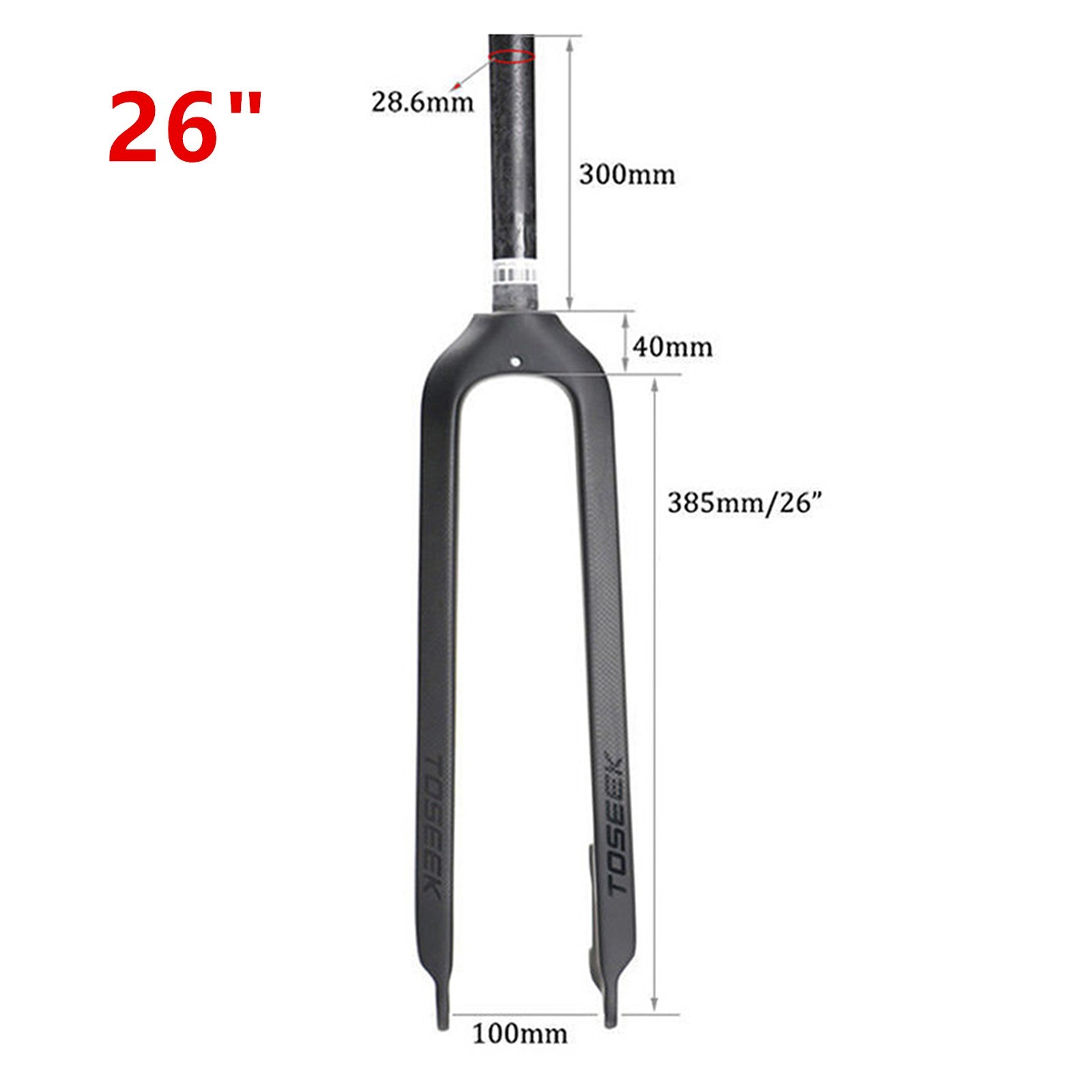 TOSEEK 1-1/8″ 26″/27.5″/29″ Full Carbon MTB Rigid Fork Disc Brake Straight Tube
