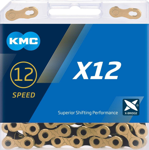 KMC X12 Chain 12-Speed Mountain Bike/Road/Gravel For Shimano SRAM Gold/Black
