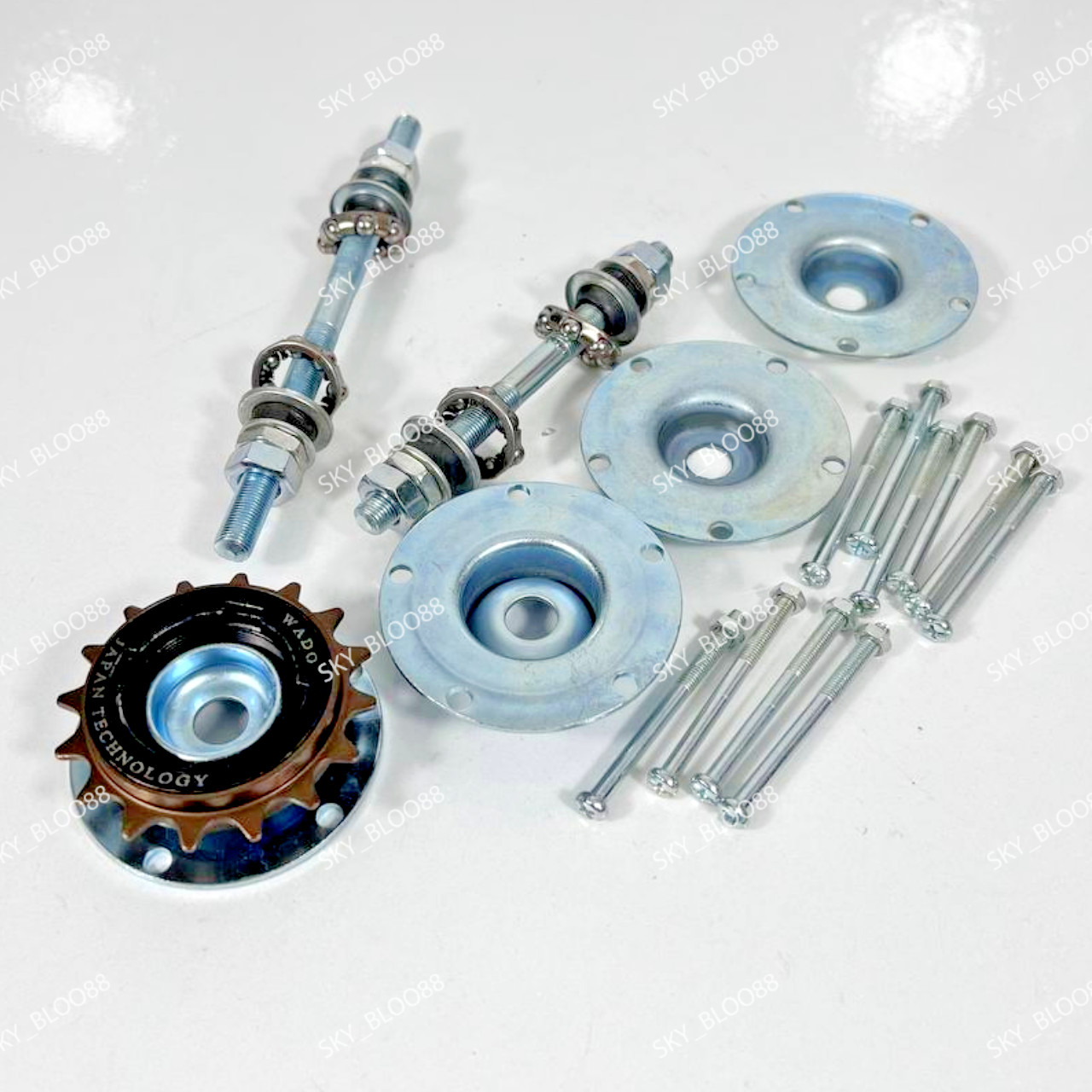 BMX Bicyle 20″ Hub Set Front And Rear PVC RIM BEARING SUB SHAFT and 16T SPROCKET