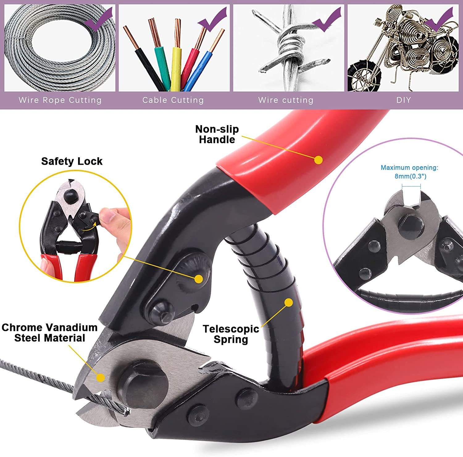 Stainless Steel Bike Cable Cutter and Brake/Shift Cable Kit with Crimp Termin…