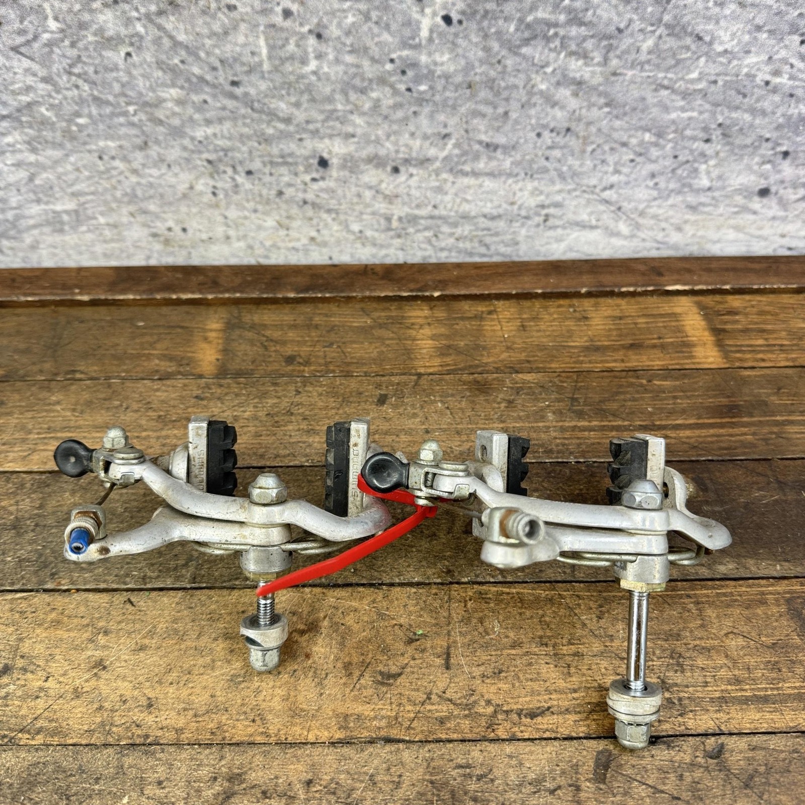 Vintage Shimano Tourney Caliper Brakes Set Silver Road Bike Side Pull Japan 70s
