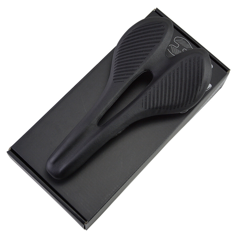 Black Bicycle Saddle Carbon Fiber Leather MTB Road Bike Seat 270*143mm Oval Rail