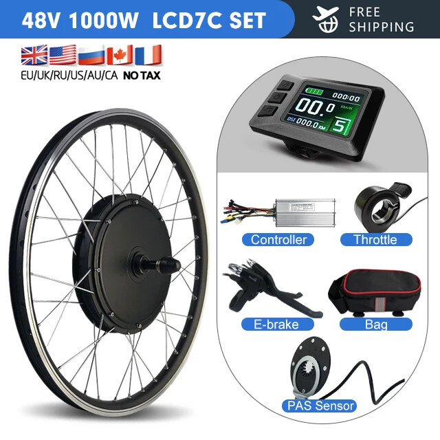 E-bike Conversion Kit 48V 1000W Brushless Gearless Rear Rotate Hub Motor Wheel