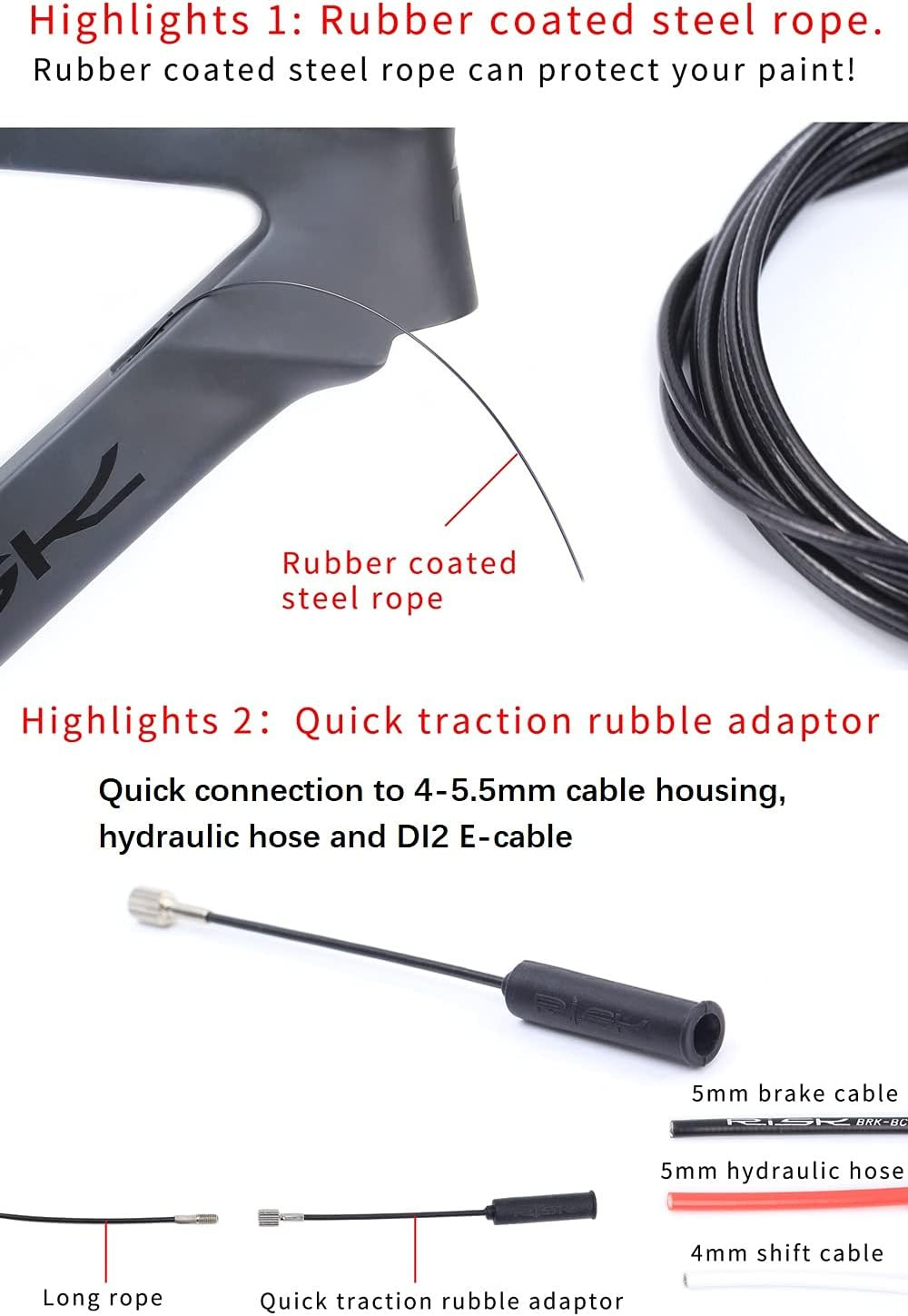 Bike Internal Cable Routing Tool Kit Compatible with 4-5.5mm Cable Housing, H…