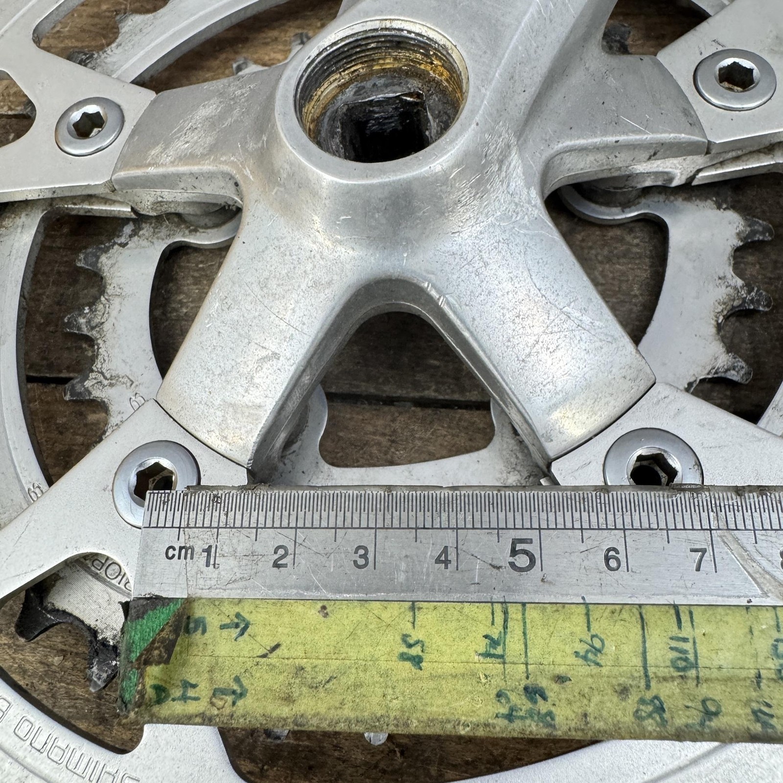 Vintage Shimano FC-B124 Crankset 175mm 110 BCD Biopace Triple Chainring MTB ATB