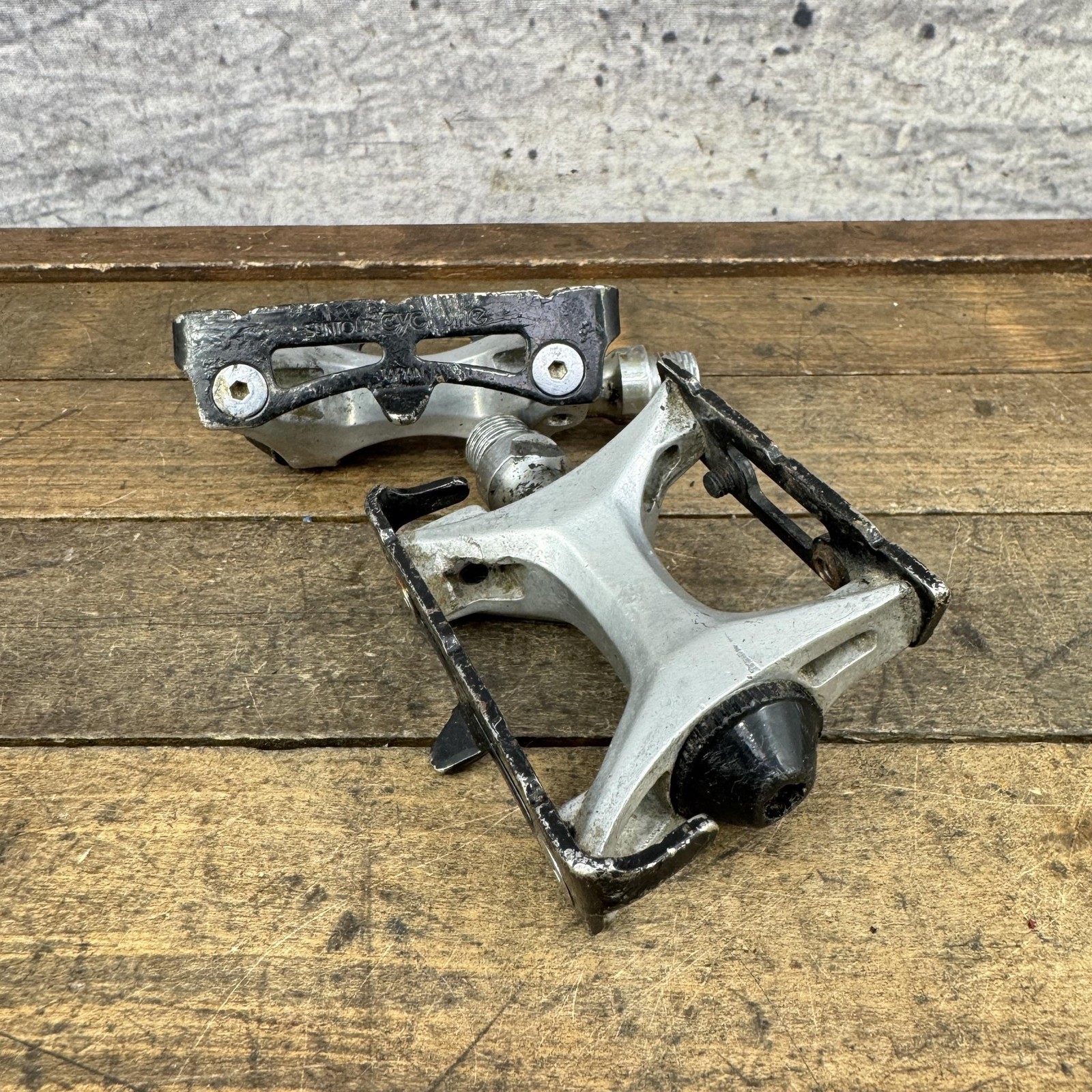Vintage Suntour Cyclone Pedals 9/16 In Road Bike Platform Japan Silver 80s