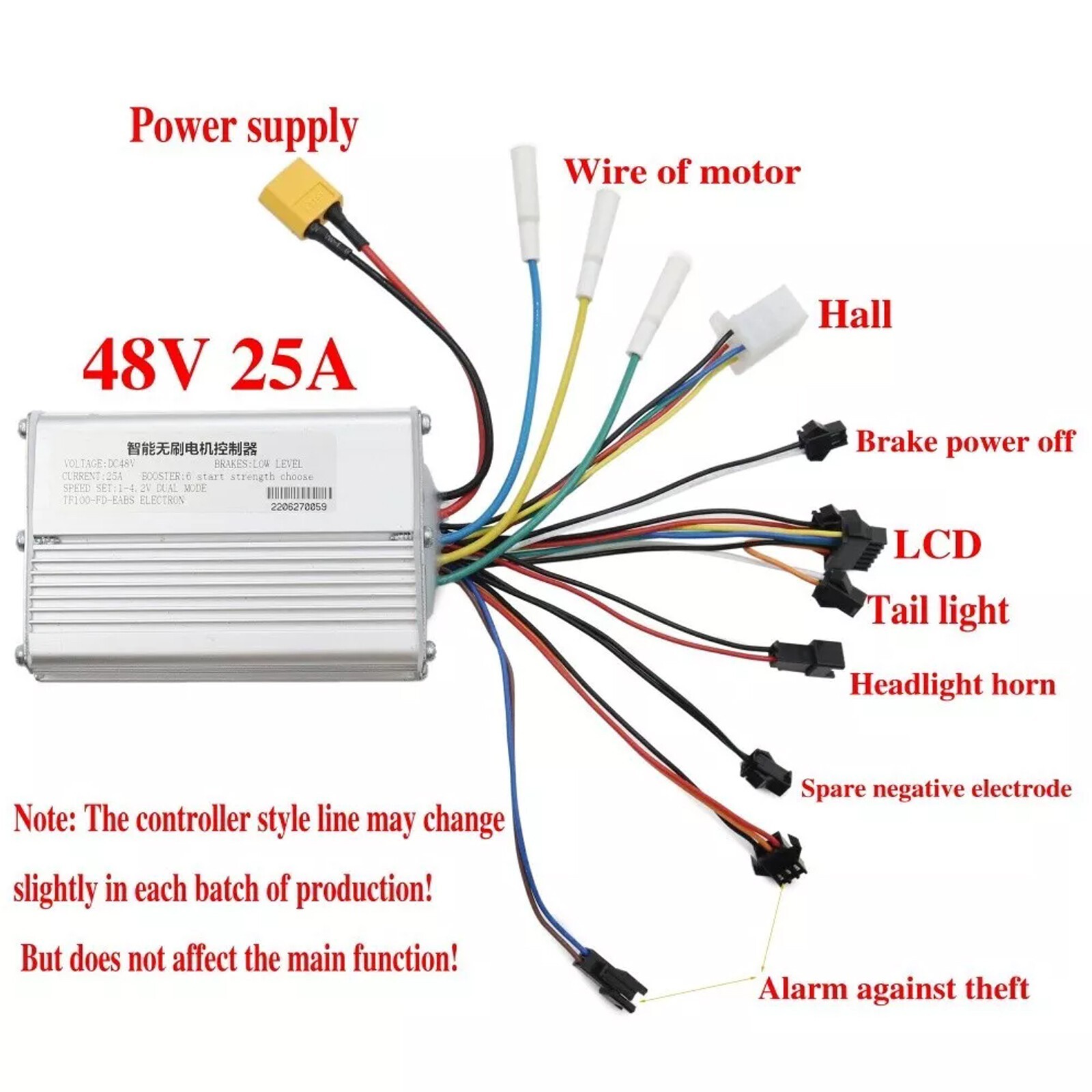 1200W Brushless Motor Controller 48V/25A For Scooter Motor Speed Controller