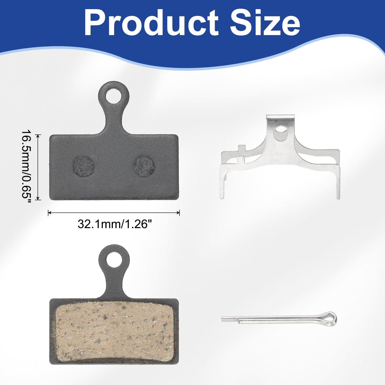 Disc Brake Pad 1.26″ x 0.65″ Bike Brake Pad with Spring and Pin, Black