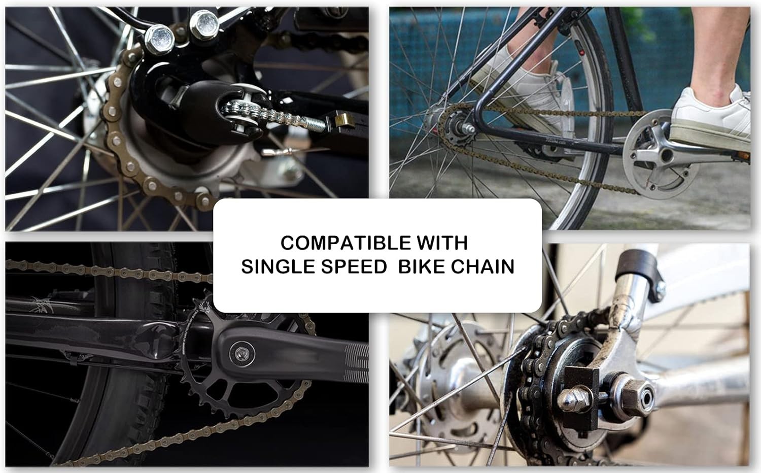 Alloy Steel Single-Speed Bike Chain with Easy Install Magic Buckle – 114 Inches
