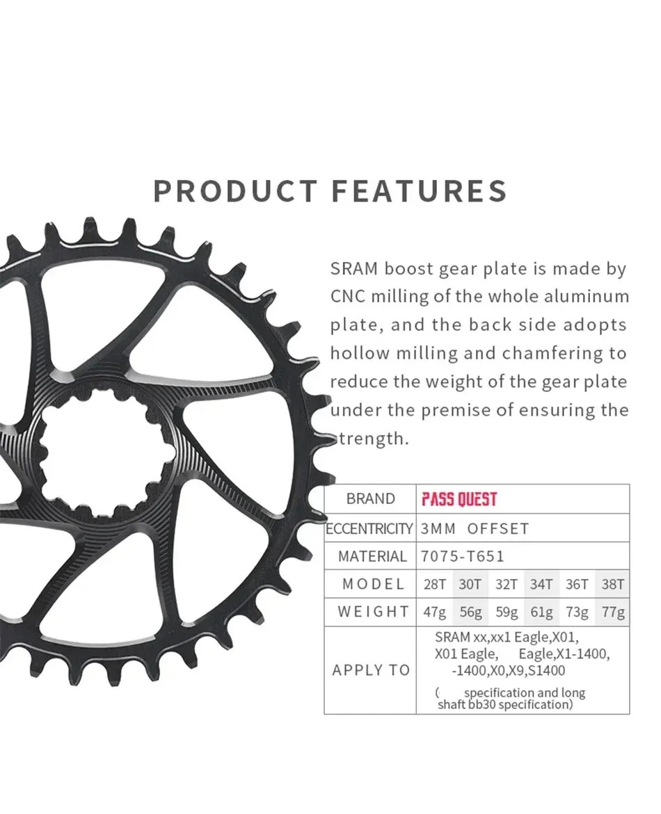 3mm Offset for Crankset Mountain Bicycle Narrow Wide Chainring 28-38T Chainwheel