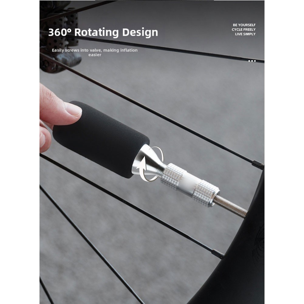 Compact Bicycle Pump with 360 Degree Rotating Head for Fast Tire Inflation