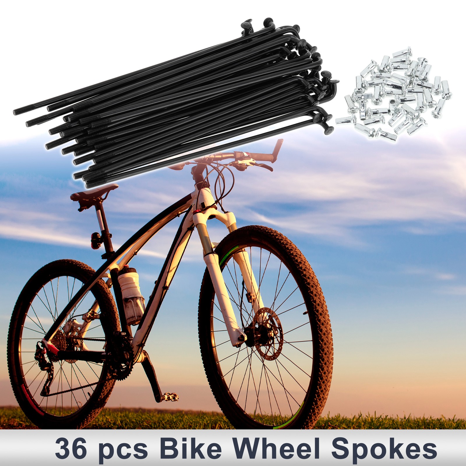 1 Set 12G 114mm Length Bicycle Spokes Nipple Carbon Steel Black Universal