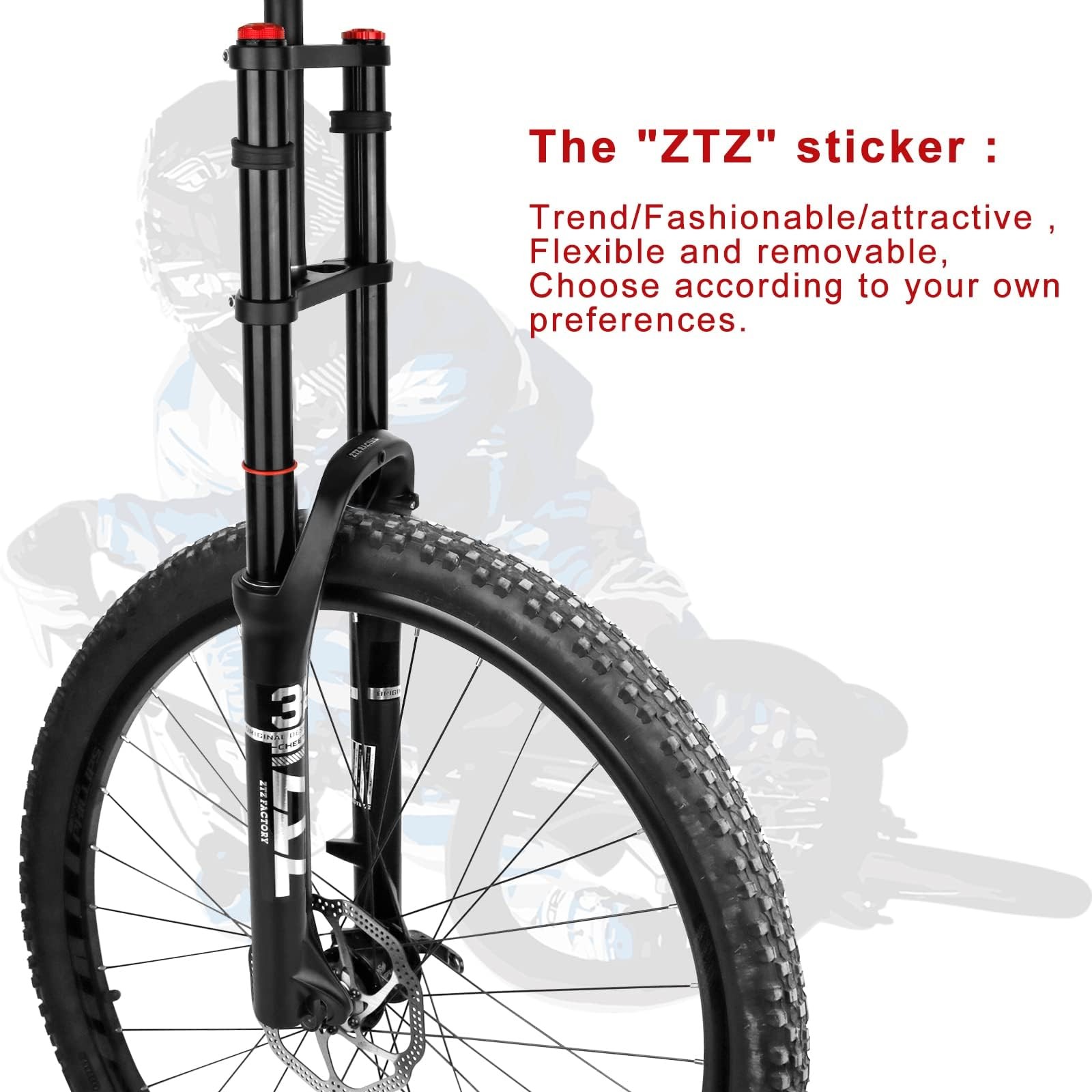 ZTZ 20/26 inch 4.0 Fat Tire Bike Air Suspension Fork – 180mm Travel, 135mm Hub,