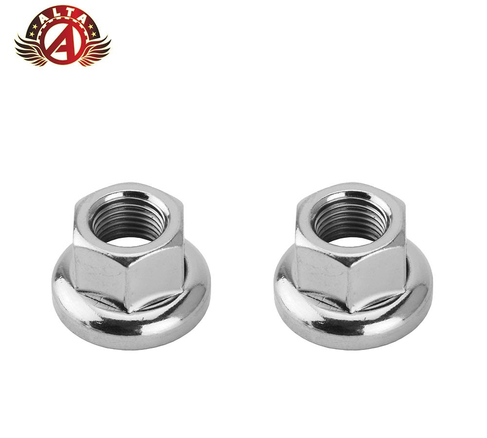2 ALTA TRACK HUB AXLE ROATING NUT USED FOR REAR WHEEL (SIZE 10X1MM) IN CHROME.