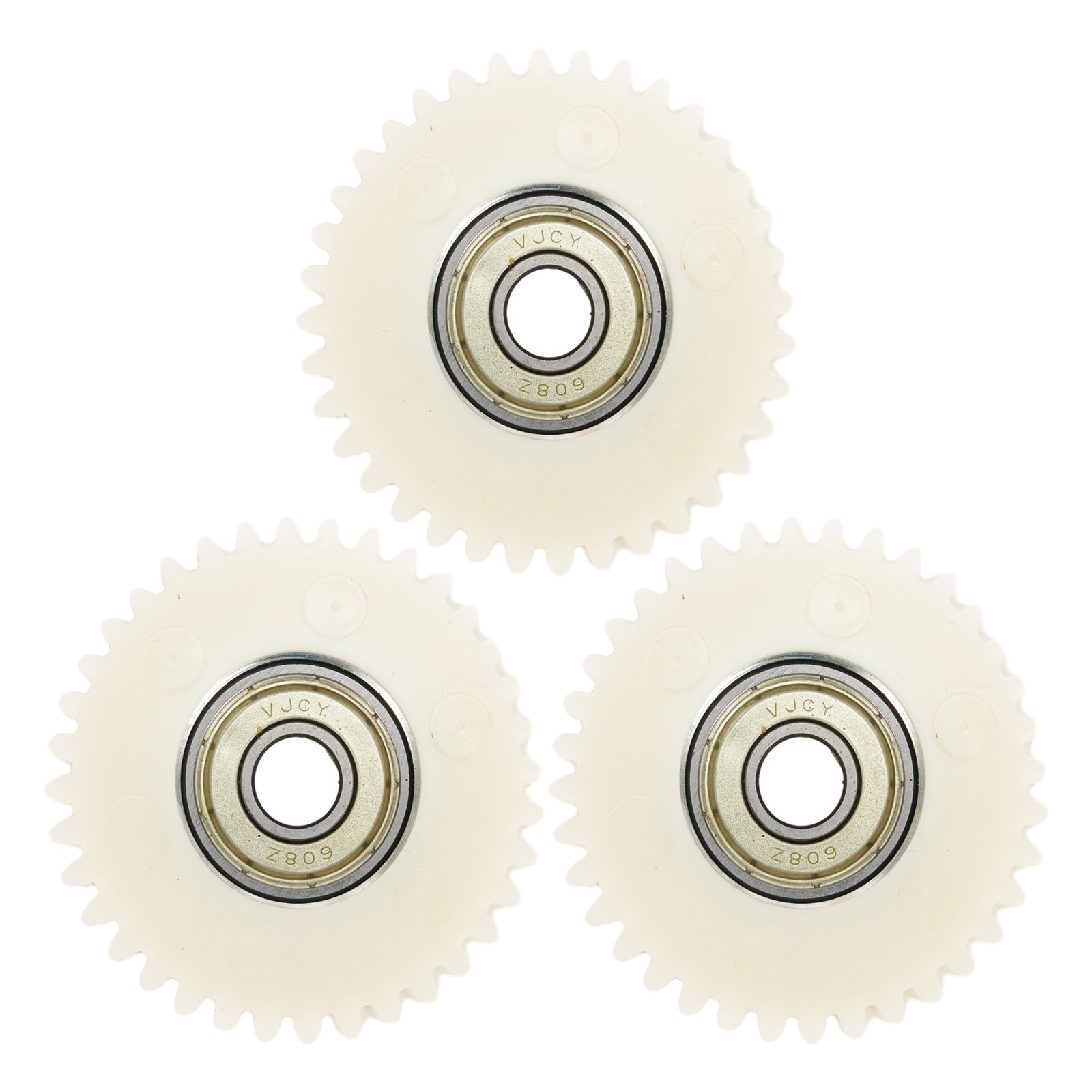 36T Gear Nylon Material Nylon Gear Wheel Hubs White Color With Bearings