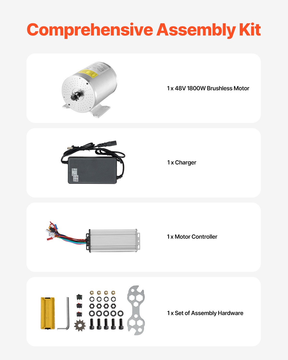 Uimoso 48V 1800W Brushless DC Motor Kit with Enhanced Controller, 4500RPM Speed