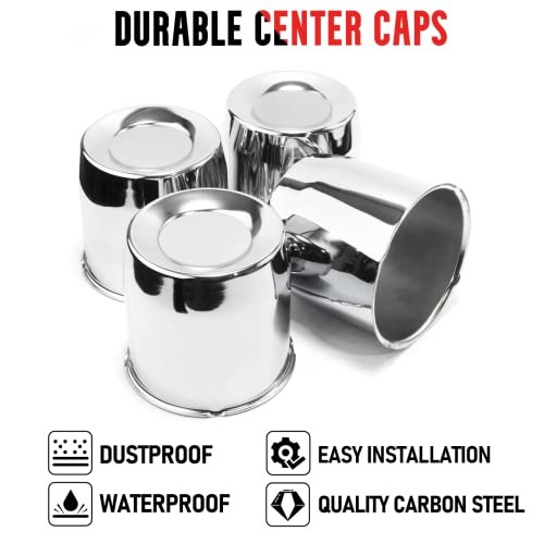 5.15in Trailer Wheel Center Caps Push 5.15″ Center Hole, 5″ Height Chrome