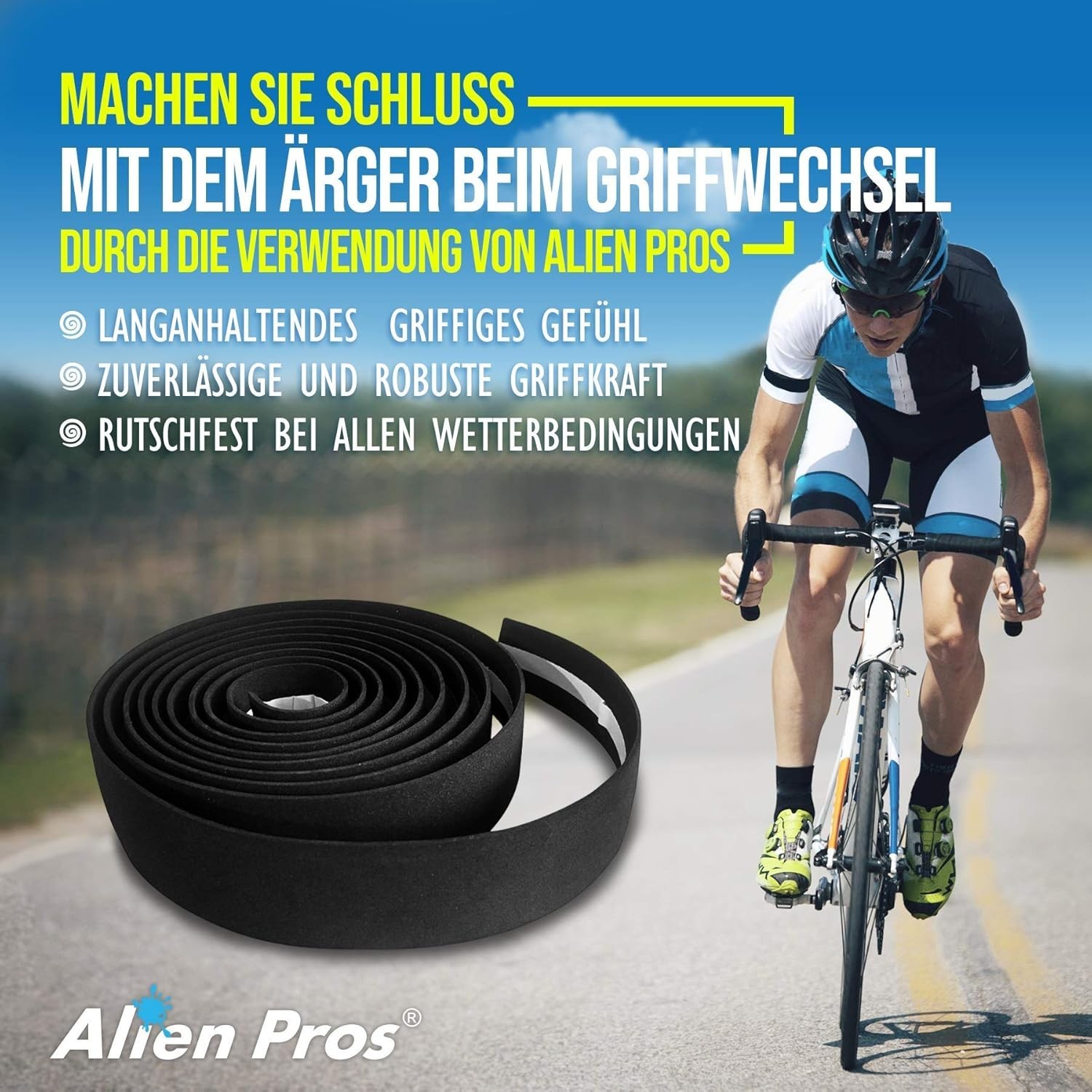 Bike Handlebar Tape EVA Set of 2 Black Grip Wraps for Road Bike Comfort