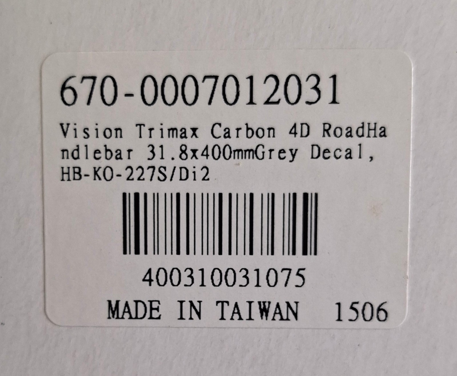 Vision Trimax Carbon 4D Handlebar 400mm 31.8mm Di2 Aero Road Bike Grey