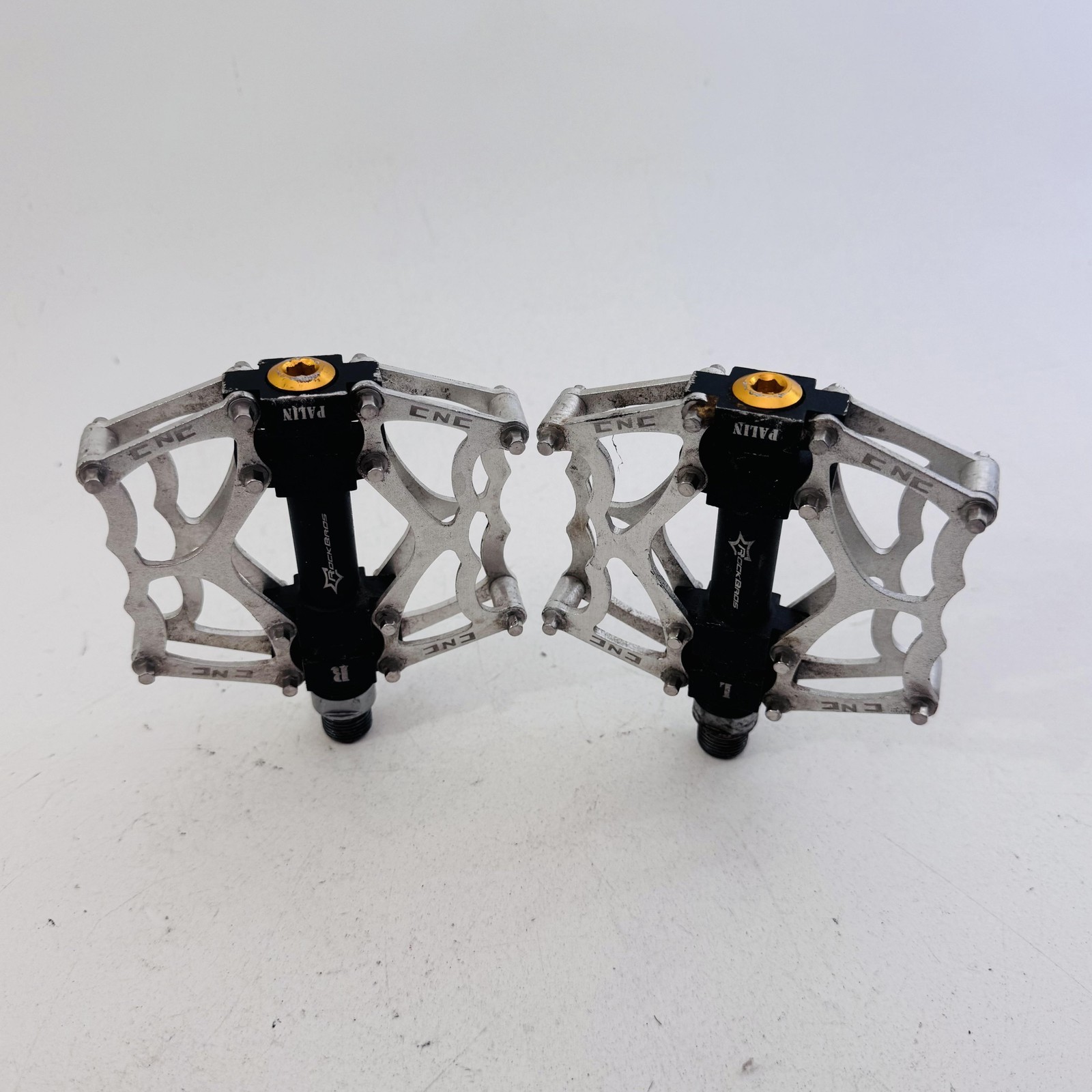 RockBros Palin Platform Bike Pedals Silver Black 9/16 In Flat MTB BMX CNC A80