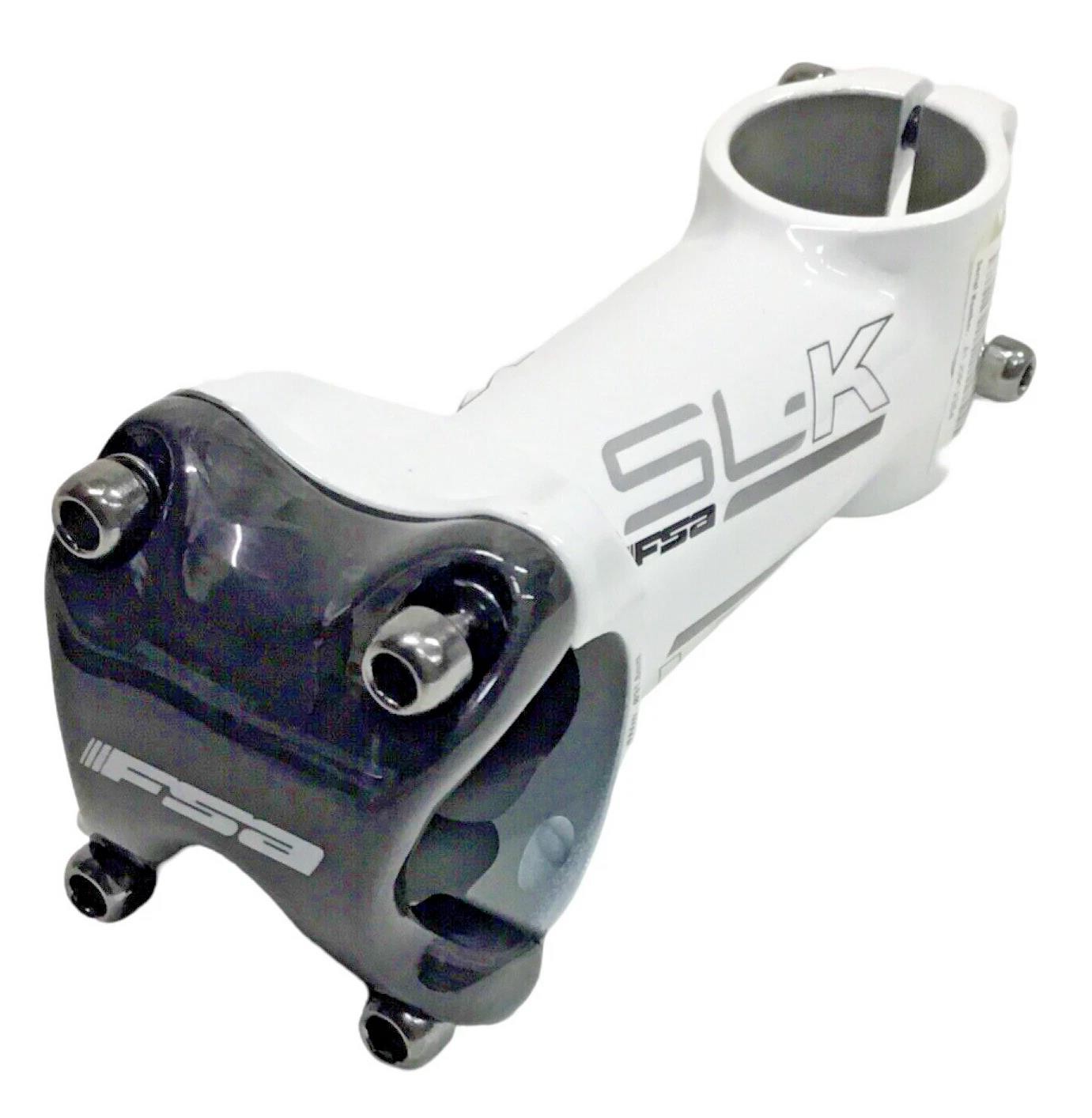 FSA SL‑K Stem 100mm 31.8mm ±6° 1‑1/8″ Alloy w/ Carbon Faceplate White