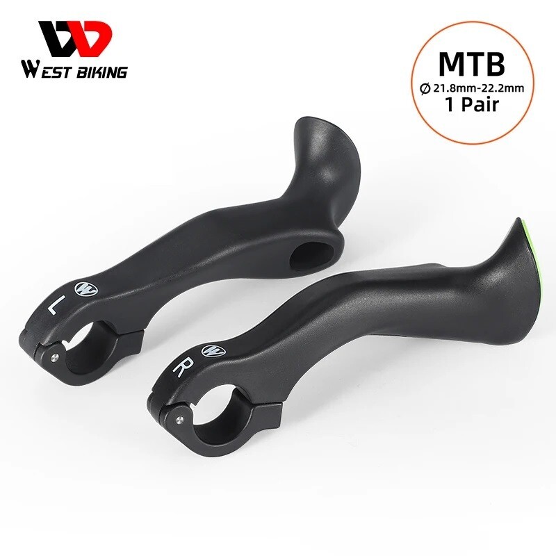 MTB Bike Handlebar Bar Ends Ergonomic Extended Bicycle Bar Ends Black a Pair
