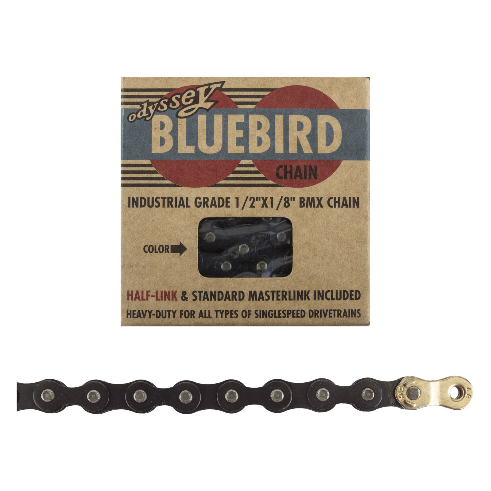 Odyssey Bluebird Chain – Single Speed 1/2″ x 1/8″, 112 Links, Black