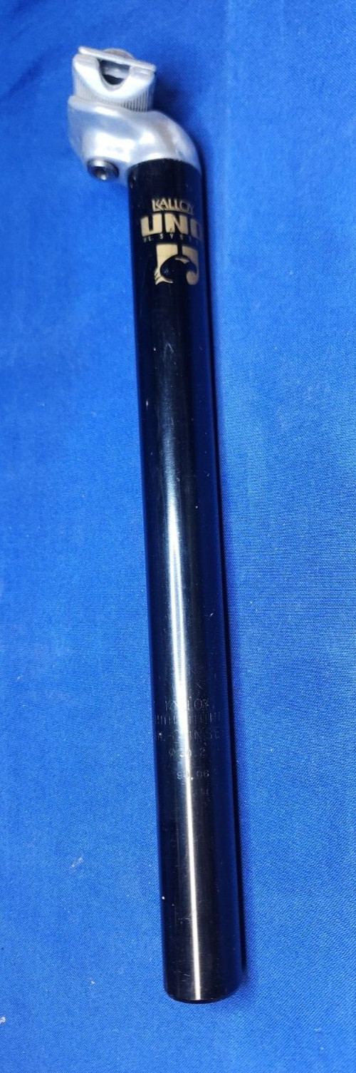 NOS Vintage Kalloy Uno Seatpost 31.6mm 350mm Glossy Black & Silver