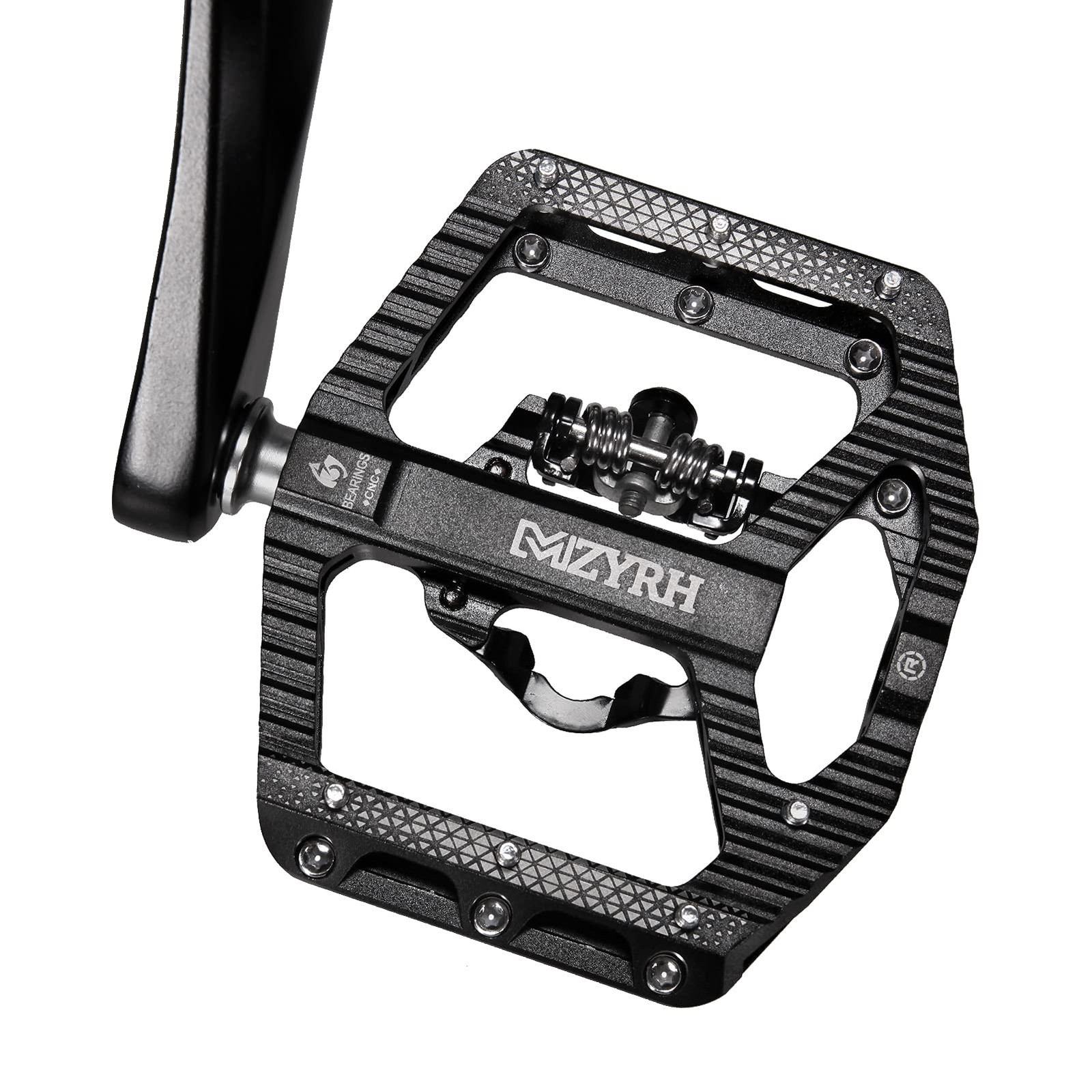 MTB Mountain Bike Pedals 3 Bearing Flat Platform Compatible with SPD,Dual Functi