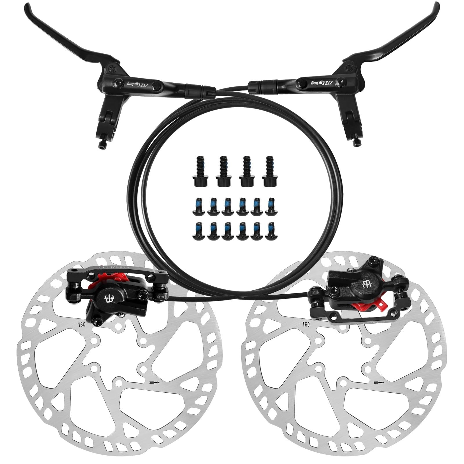 ZTZ MTB Hydraulic Disc Brake Set, Dual Piston Hydraulic Brake Kit with 160mm …