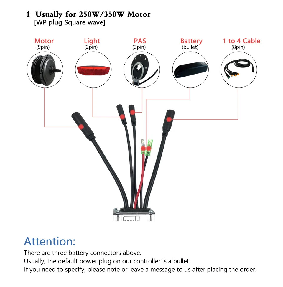 KT Controller 36V 48V 15A 250W 350W Waterproof E-bike Controller with Display