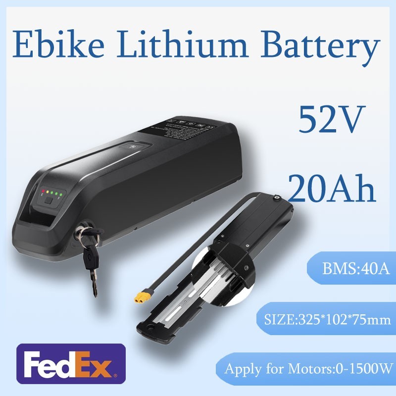 Ebike Battery 52V 20Ah 40A BMS with Black for 0-1500W Electric Bike