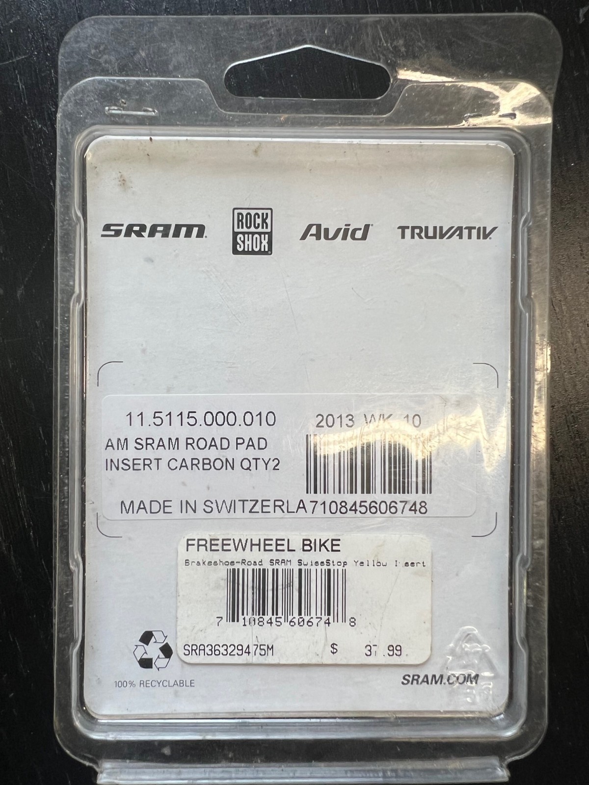 SRAM Road Brake Pad Inserts for Carbon Rims SwissStop Yellow (NEW)