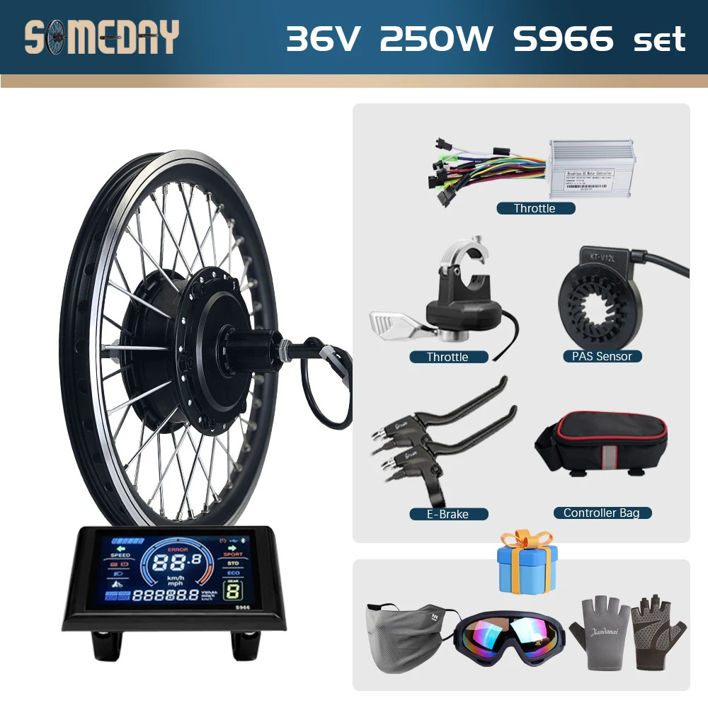 36V 48V 250W E-bike Conversion Kit Brushless Rear Cassette Hub Motor Wheel