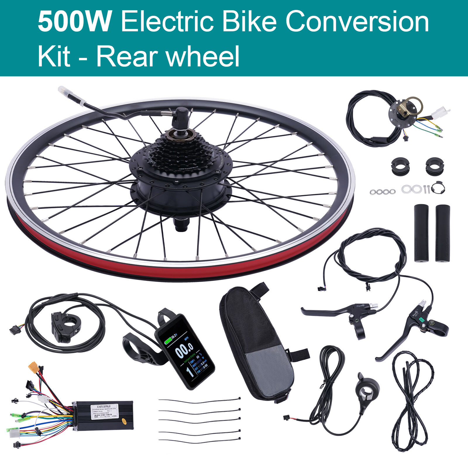 24 inch 36V 500W Electric Bicycle Wheel Motor Conversion Kit E-Bike Cycling LCD
