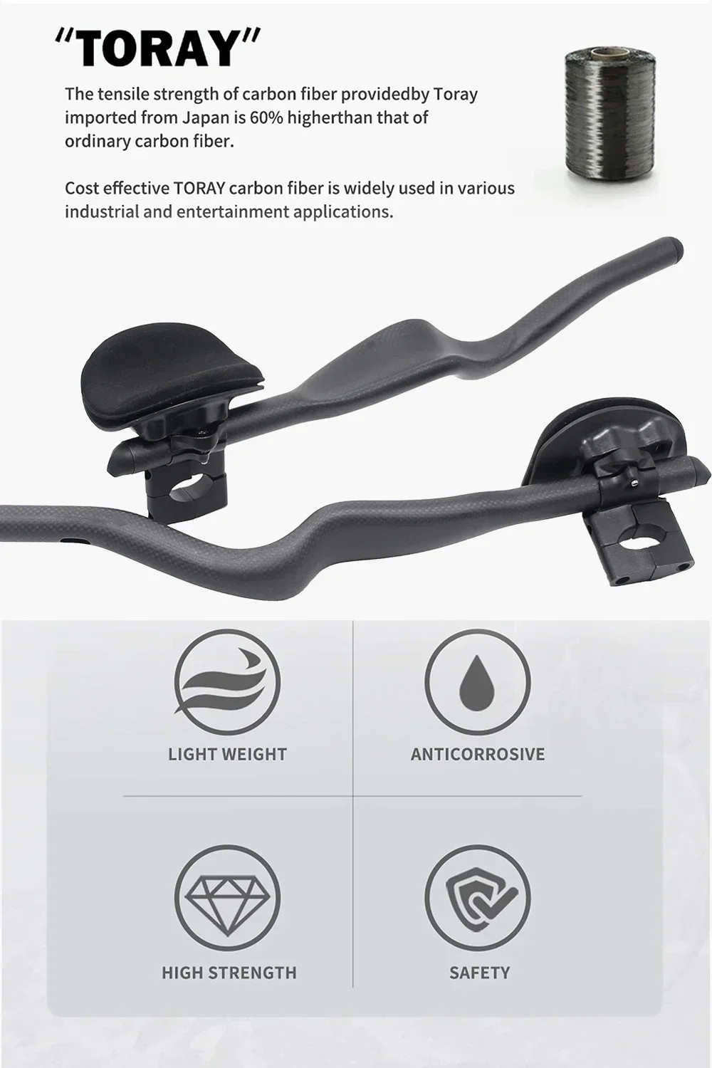 3K Full Carbon Road Bike Triathlon Time Trial Rest TT Handlebar Matte/Glossy