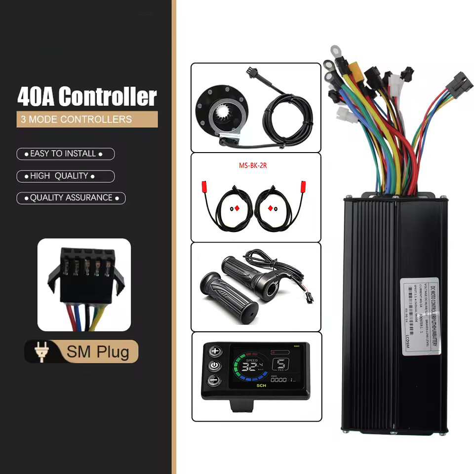 E-bike 40A 3-Mode Sine Wave Controller 36V 48V 1500W 2000W with LCD Display Set