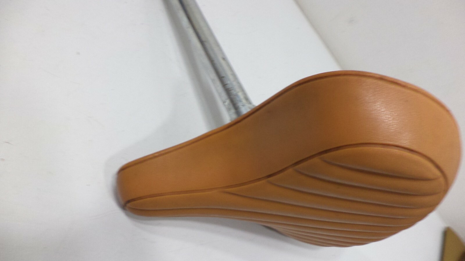 Vintage Troxel Saddle Bicycle Seat Bike Post Clamp Used Brown Beige Mens Vinyl