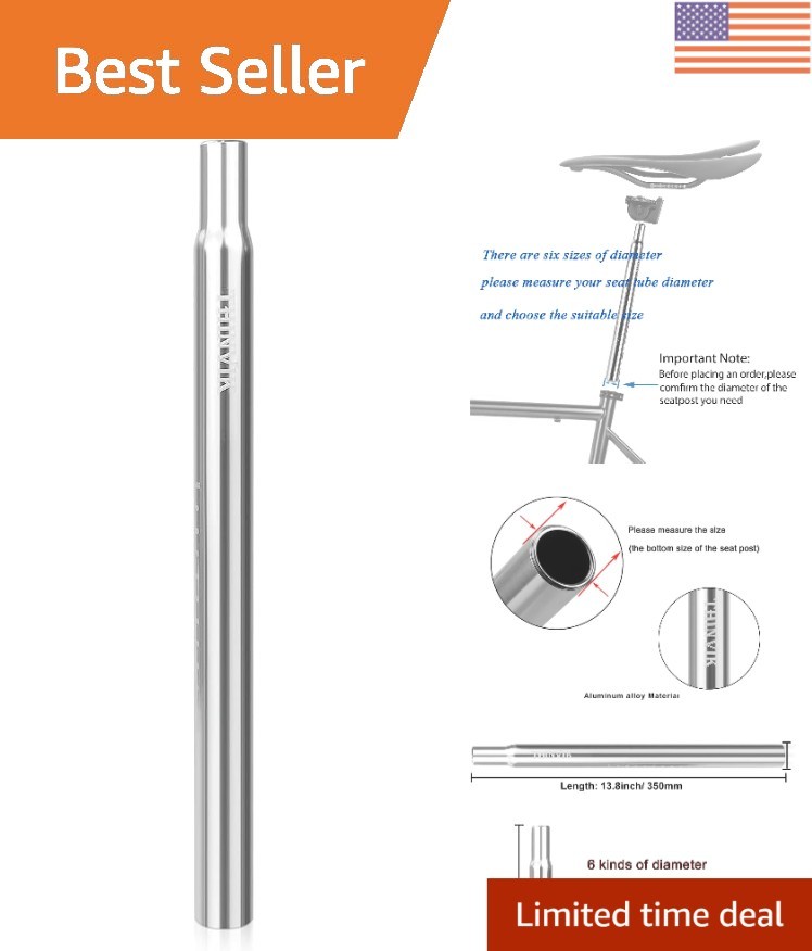 Polished Aluminum Bike Seat Post 350mm